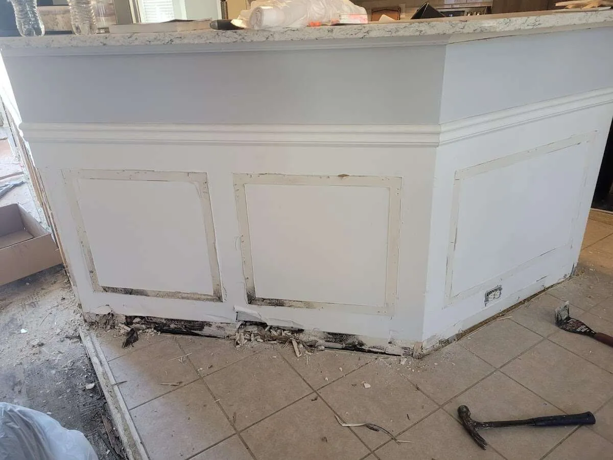 Water damage and mold on kitchen during Storm Damage Restoration in Bucyrus